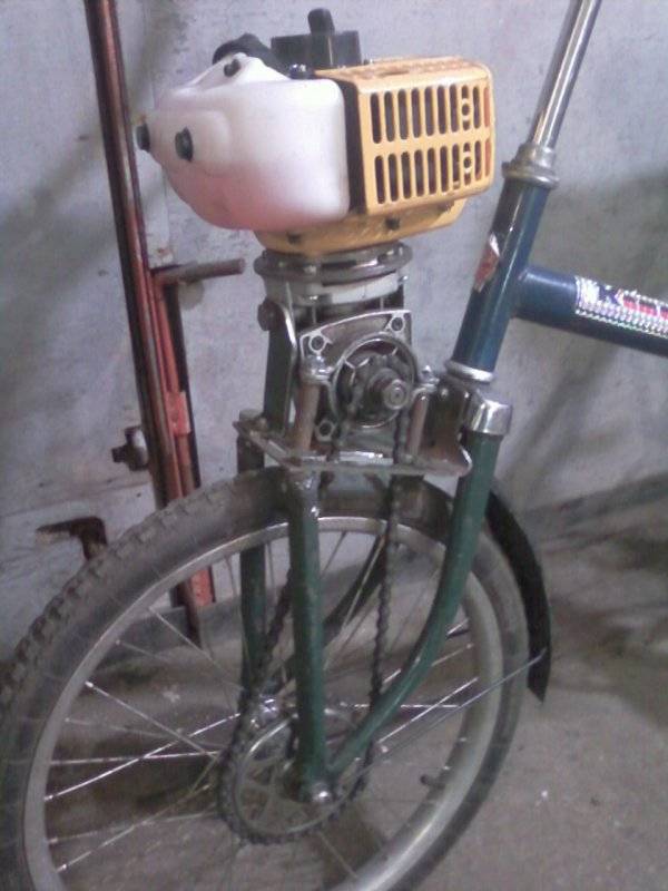 Велосипед с мотором от триммера своими руками - дачный сезон