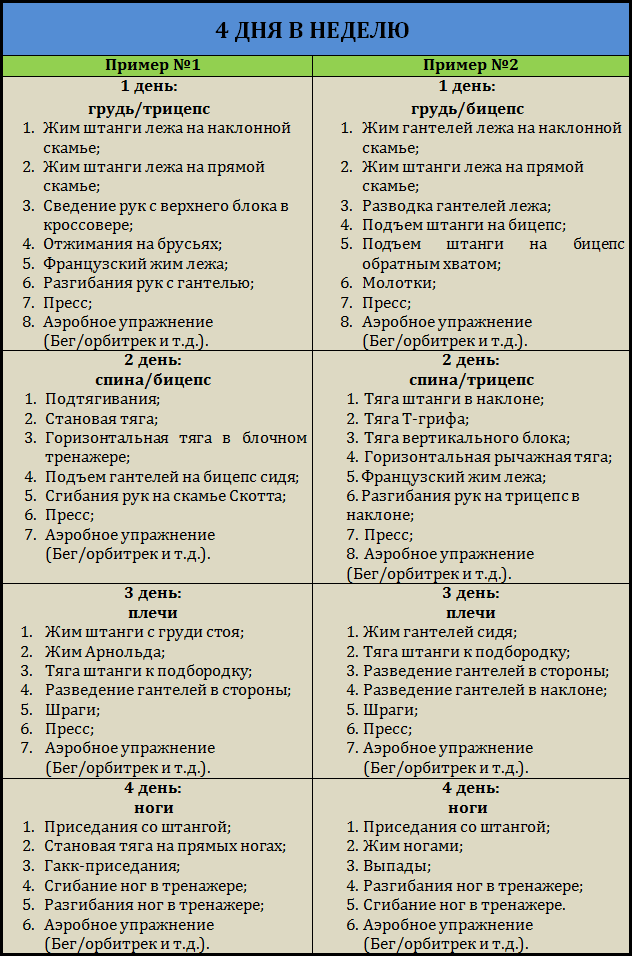 Особенности программ тренировок на силу – упражнения, питание, риски