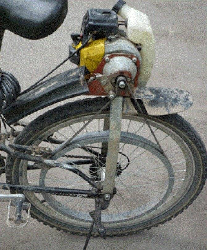 Велосипед с мотором от триммера своими руками: как поставить