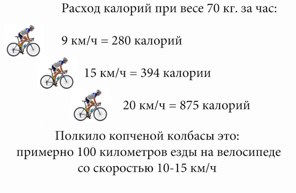 Сколько калорий можно потратить за 1 час езды на велосипеде?