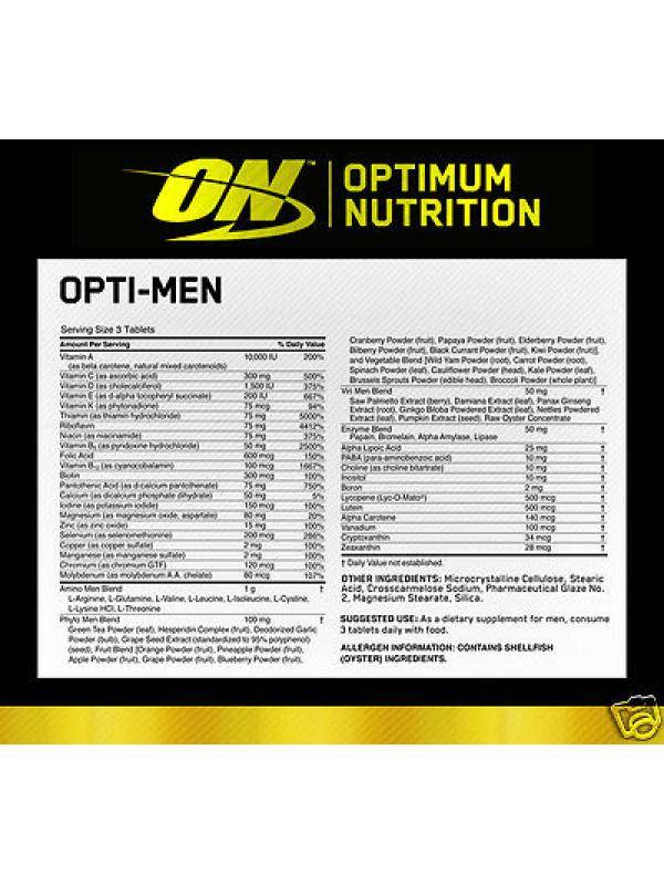 Полное описание и разбор состава витаминного комплекса opti men от компании optimum nutrition